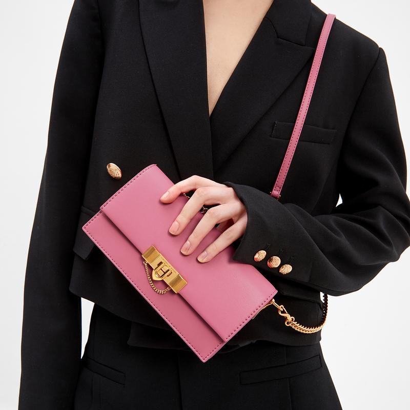 New CHARLES&KEITH PU Crossbody Bag, Shoulder Bag, Wallet Women's Beige/Black/Green/Pink CK6-10701189