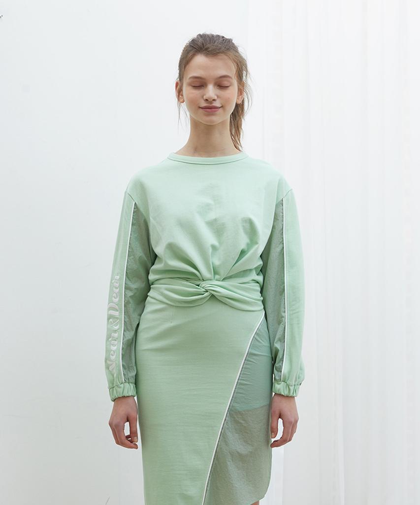NEAR&DEAR Twist Detail Crop T-Shirt Mint