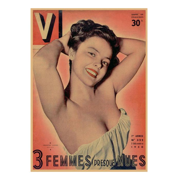 Vintage Sexy Beauty Star Illustration Wall Poster for Bar or Cafe
