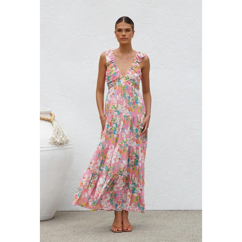 

Floral Holiday Dress2025 European and American New Color Women clothes Leisure Long dress Vacation Dress Color 3XL