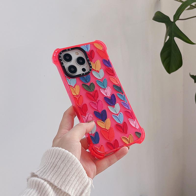 

Four-Corner Anti-Fall Love Oil Painting Case for iPhone 15 Pro Max/14 Pro/13/12 - Tide Brand iPhone 14/13