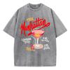 Oversized Women Washed T-Shirts The Manhattan Cherry Cocktail Printed Tee Shirts Distressed Crewneck Cotton Tees Clothes