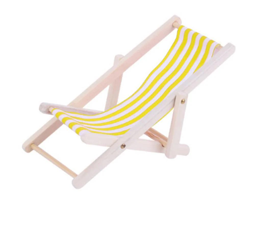 Beach Chair Folding Furniture 1/12 Dollhouse Accessories Beach Scene Layout Doll House Wooden Table Mini Toys