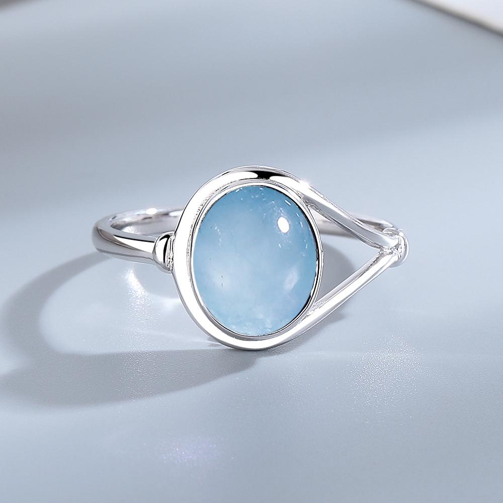 Dainty Natural Moonstone Ring 8*10MM Round Amethyst Agate Stone Vintage Silver Jewelry Ring For Women Party Anniversary Gifts