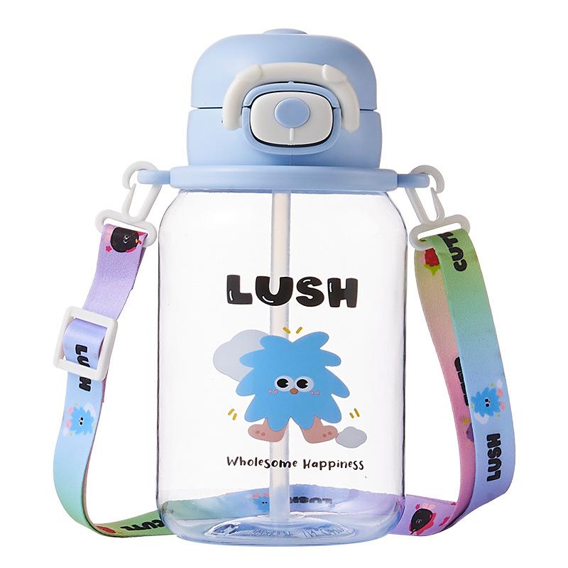 

Cute Children s Water Cups, Cartoon Water Bottles, Outdoor Slanted Straw Cups, Summer Student Portable Pop-up Lid Space Cups 550ml синий