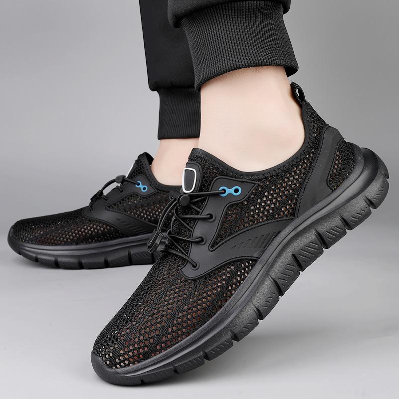 2025 Summer Hollow Out Breathable Soft Sole Shoes Mens Running Walking Mesh Shoes Breathable Male Commute Men's Tennis Footwear