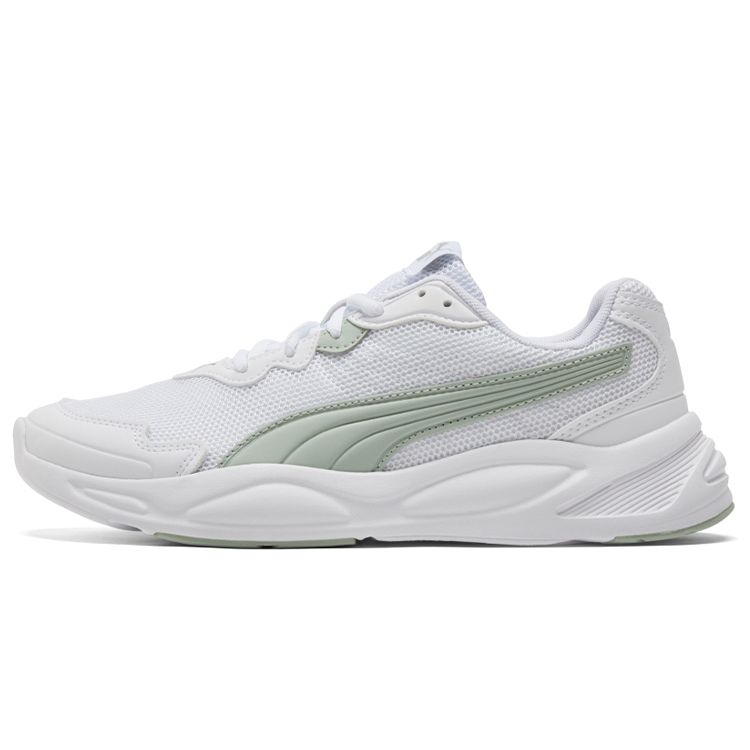 Puma 90S Runner Cushioning Sports Fabric Synthetic Leather Low-Top Running Shoes Unisex Running Shoes White Gray Green 373017-21
