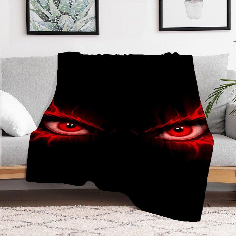"Fiery Red Eyes Phone Wallpaper"Blanket Flannel Throw Blanket for Sofa, Bed, Travel, Camping, Office
