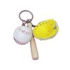 Wood Baseball Bat Cap Team Gift Faux Leather Baseball Fans Accessory Baseball Keychain Pendant