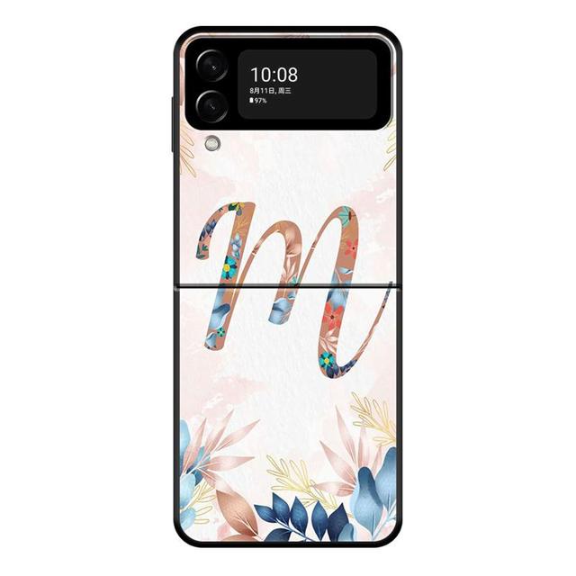 Floral Pattern Leaf Letter Art Phone Case For Samsung Galaxy Z Flip 4 Z Flip3 5g Shell For Galaxy Z Flip Hard Cover Couqe