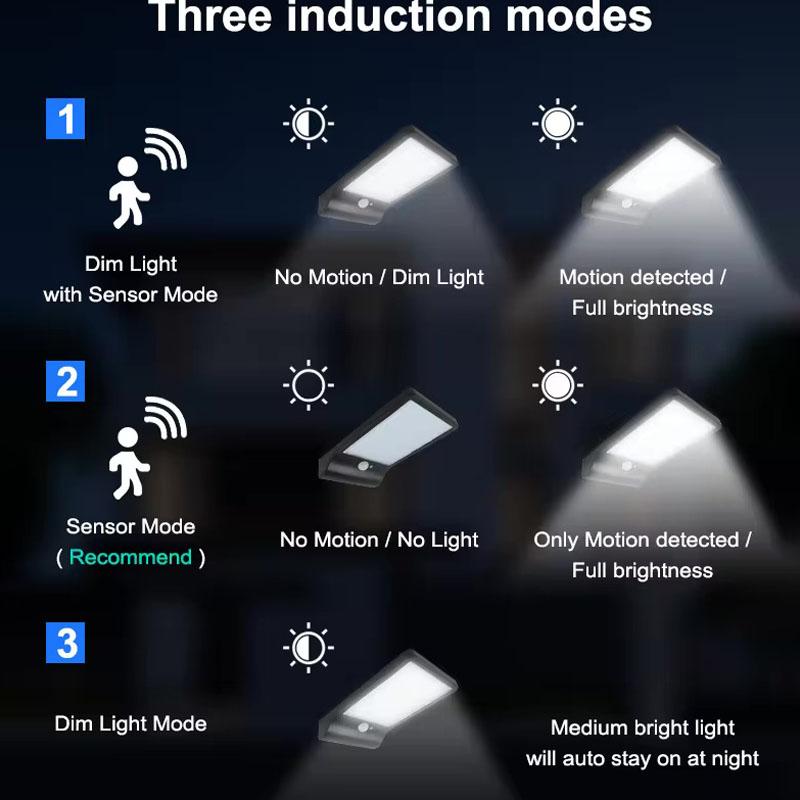 48leds solar street wall lights 450LM 3.5W led solar motion PIR sensor DIM lights Aluminum with pole remote for garden garage