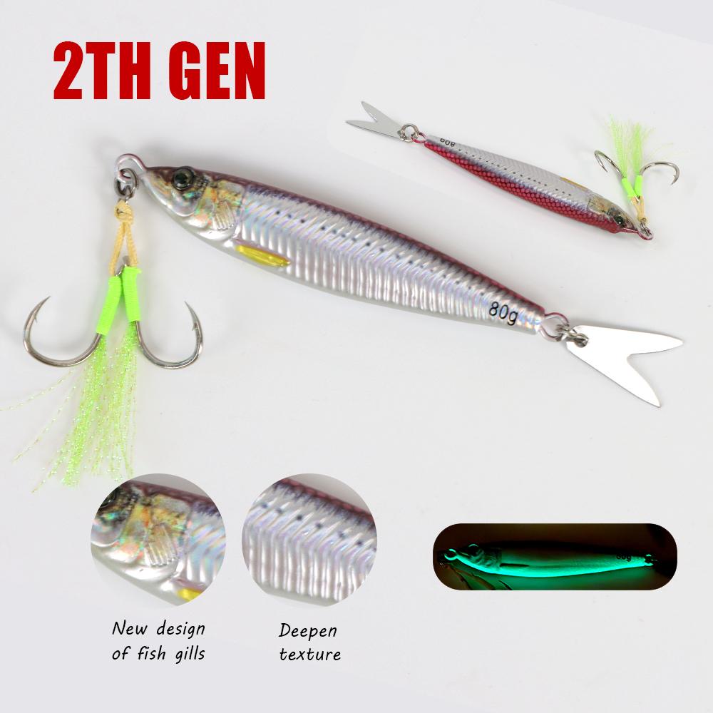 TOLU  NEW 3D Printed Fast Sinking Metal Jig Lure 20g 30g 40g 60g 80g Saltwater Shore Casting Fishing Lure Vertical Metal Jig