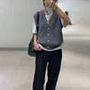 Strickjacke Gestrickte Weste frauen Lose Beiläufige Strickwaren Einfarbig V-ausschnitt Ärmellose Pullover Harajuku Pendeln Frühling Herbst