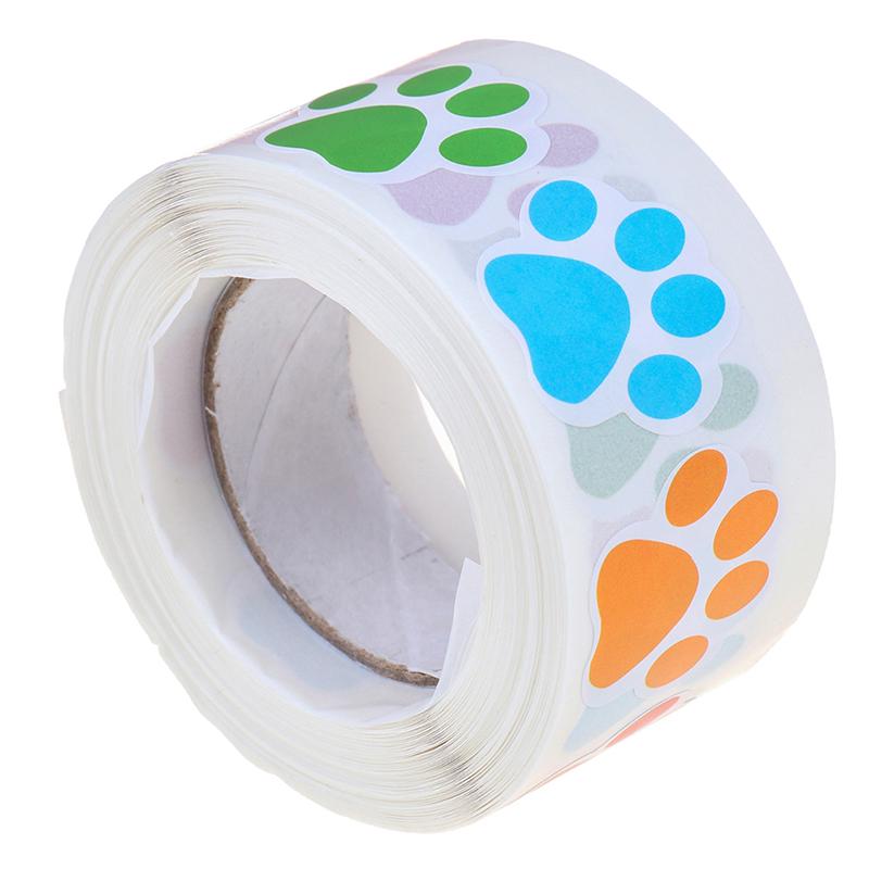 500Pcs Colorful Paw Print Stickers Dog Cat Paw Labels Stickers Reward Sticker