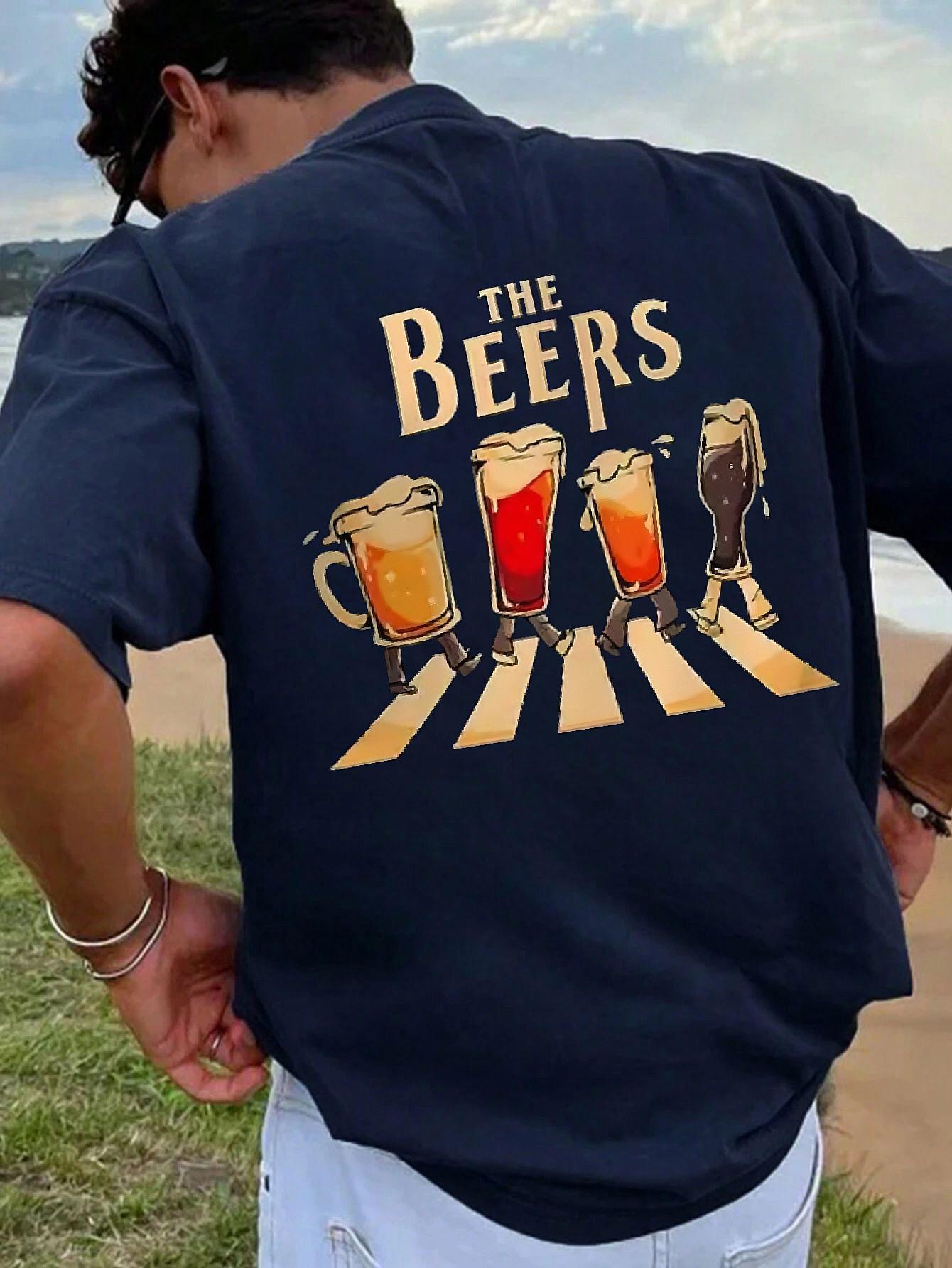 

Летняя мужская футболка с принтом букв и пива, 100% чистый хлопок, с круглым вырезом, с коротким рукавом, свободная, повседневная, для улицы, для вечеринок, дышащая 4XL