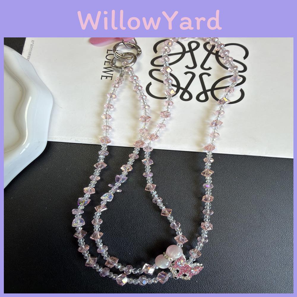 Water Diamond Fox Phone Necklace With Pvc Chain For Fashionable Case Decoration