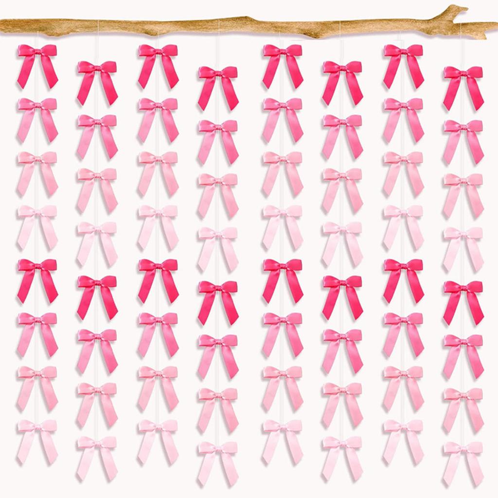 Bowknot Birthday Decortions Pink Bow Party Decor Pink Bow Banner Garland Decor for Girls Baby Shower Bridal Bowknot Theme Party Supplies