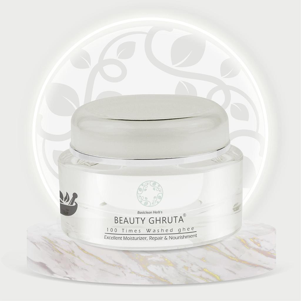 Basiclean Herb's Beauty Ghruta Cream | Shat Dhaut Ghruta | 100 Times Washed Ghee | Riddhish Herbals