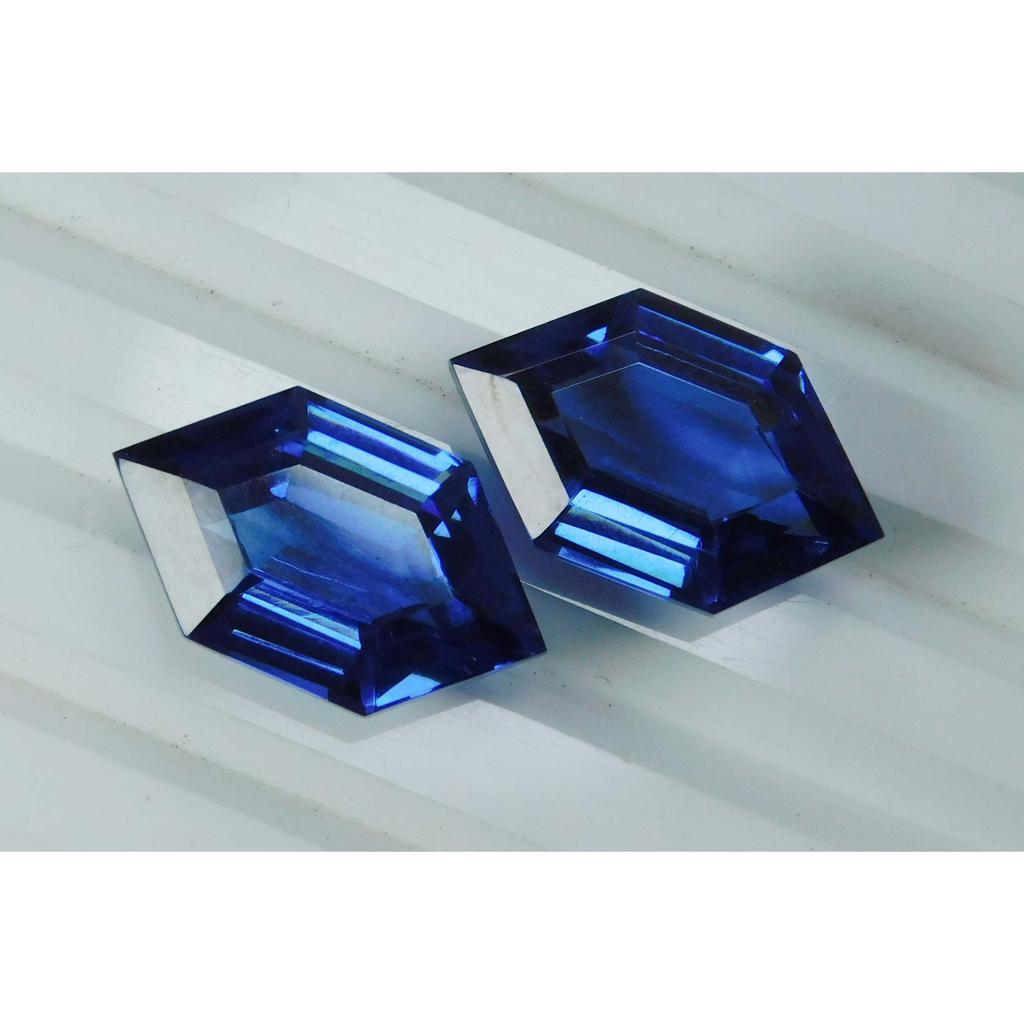 Flawless Sapphire Blue 19 Ct Fancy Shape Natural Loose Gemstone Pair CERTIFIED A-1653