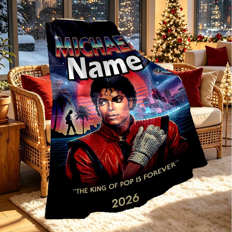 Personalisierte Michael Jackson Druckdecke mit individuellem Namen, Heimdekoration, Schlafzimmer, Sofa, Camping, Couch, Geschenke für Geburtstag WeihnachtenEnthusiasten