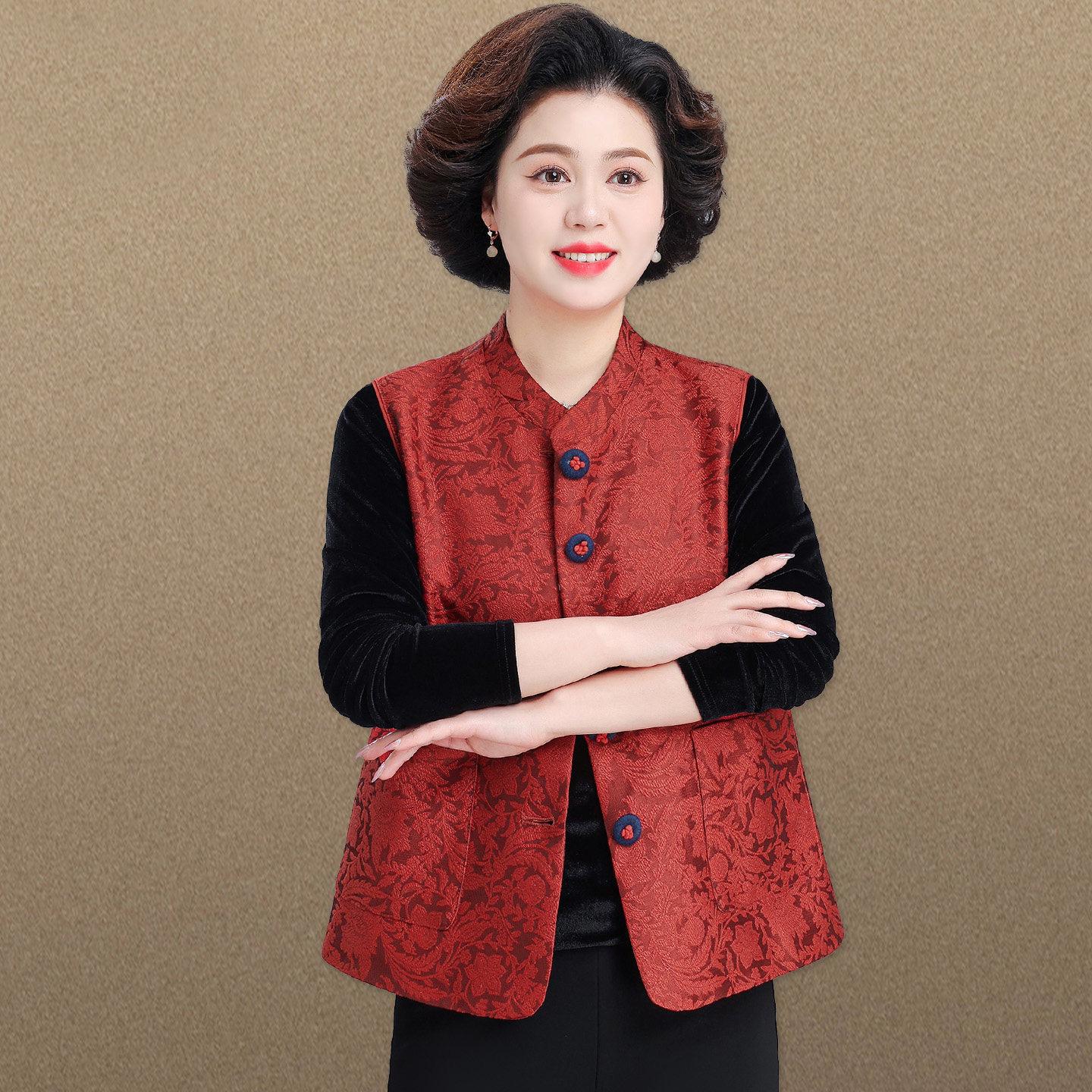 2026 New Style Women s Vest - Chinese National Style, Spring/Autumn Outerwear for Middle-Aged & Senior Women L (Recommended: Within 110 lbs)