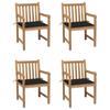 Day and Night - Day and Night Garden Chairs 4 Pcs Solid Teak Wood with Black Cushions