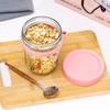 Portable Cereal Breakfast Cups Overnight Oat Glass Cup with Fork Milk Fruit Salad Kitchen Item Food Storage Jars Water Bottle