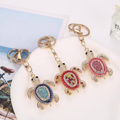 Diamond-Studded Long-Lived Turtle Keychain - Cute Little Turtle Metal Pendant for Backpacks