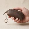 Thin Mini Leather Coin Purse Anti-lost Car Key Bag Small Hanging Pouch Men Key Ring Pouch Daily