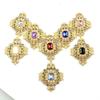 5Pcs 27*33Mm Alloy Plating Gold Flatback Buttons Rhinestones Pearl Handwork Diy Jewelry Accessories