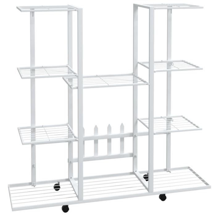 343122 vidaXL Planter with Wheels 94.5x24.5x91.5 Cm White Iron