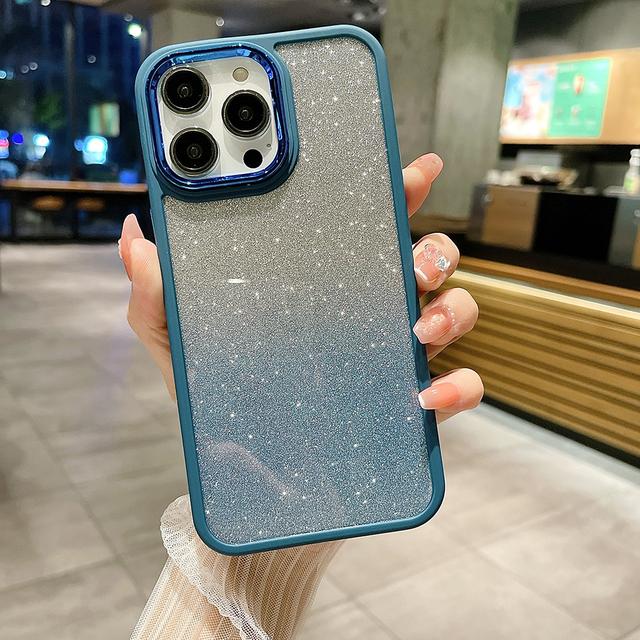 Placcatura Cornice Obiettivo Fotocamera Cover Posteriore Glitter Gradiente Per Iphone 14 Pro Max Plus 11 12 13 Pro Max Custodia Bumper Antiurto