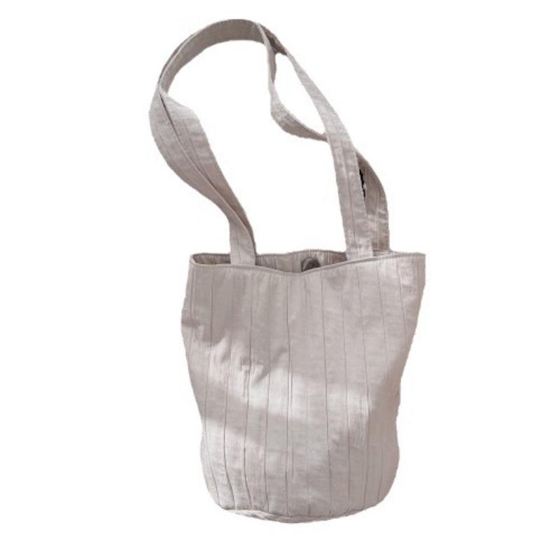 4 Bags Women's Shoulder Striped Pleats Solid Color Bucket Bag Niche Simple Portable Portable Shopping Bag Women