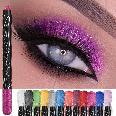 1Pc Lápis de Sombra Roxo Metálico Glitter Silkworm Liner Caneta Iluminador Longa Duração Ouro Azul Creme Sombra de Olhos Bastão Maquiagem