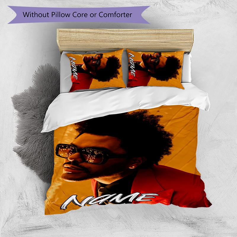 3pcs Custom Name The Weeknd Bedding Set Duvet Cover Closure Includes 1 Duvet Cover & 2 Pillowcases for All Seasons Bedroom Decor