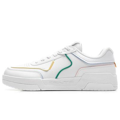 Leder Casual Rutschfest Abriebfest Low-Top Skate Schuhe Herren Sneaker Weiß Gelb 112148081R-3