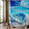 Beach Scenery of Ocean Love Shower Curtain Washable Dirt-Resistant Shower Head Waterproof Polyester Bath Curtain For Home Decor