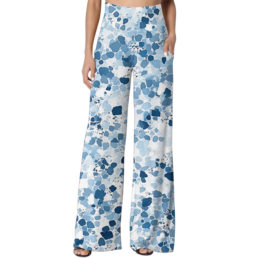 Women's High Waist Wide Leg Flowy Pants with Pockets for Casual Everyday Wear