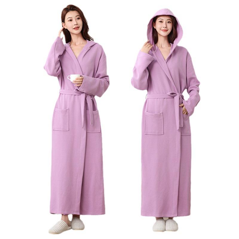 Ganzjahres Baumwoll-Bademantel mit Kapuze für Paare - Saugfähig und Stilvoll für Herbst/Winter