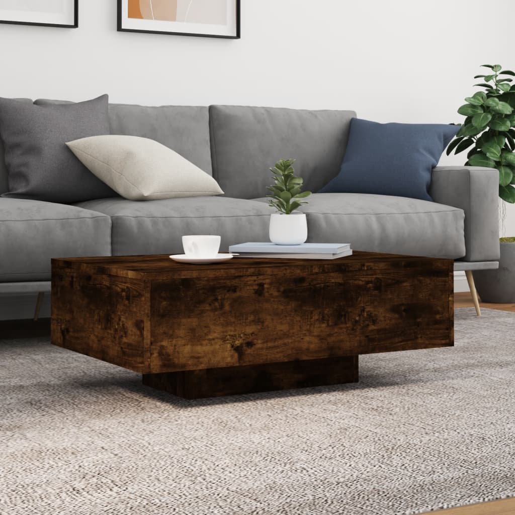 vidaXL Coffee Table with LED Lights Smoked Oak 85x55x31 Cm