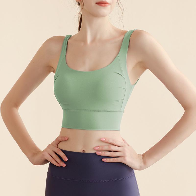 

Женский противоударный формирующий цельный спортивный бюстгальтер - Летний утягивающий, плиссированный, с широкими бретелями для фитнеса и йоги Small