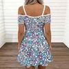 Ladies Spaghetti Strap Oversized Dress Watercolor Floral Printed Summer Loose Gown