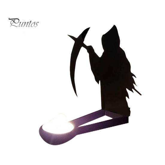 Halloween Candle Holder Metal Tealight Candle Holder with Scary Figure Silhouette Spooky Ghost Tealight Shadow Caster for Indoor Decor