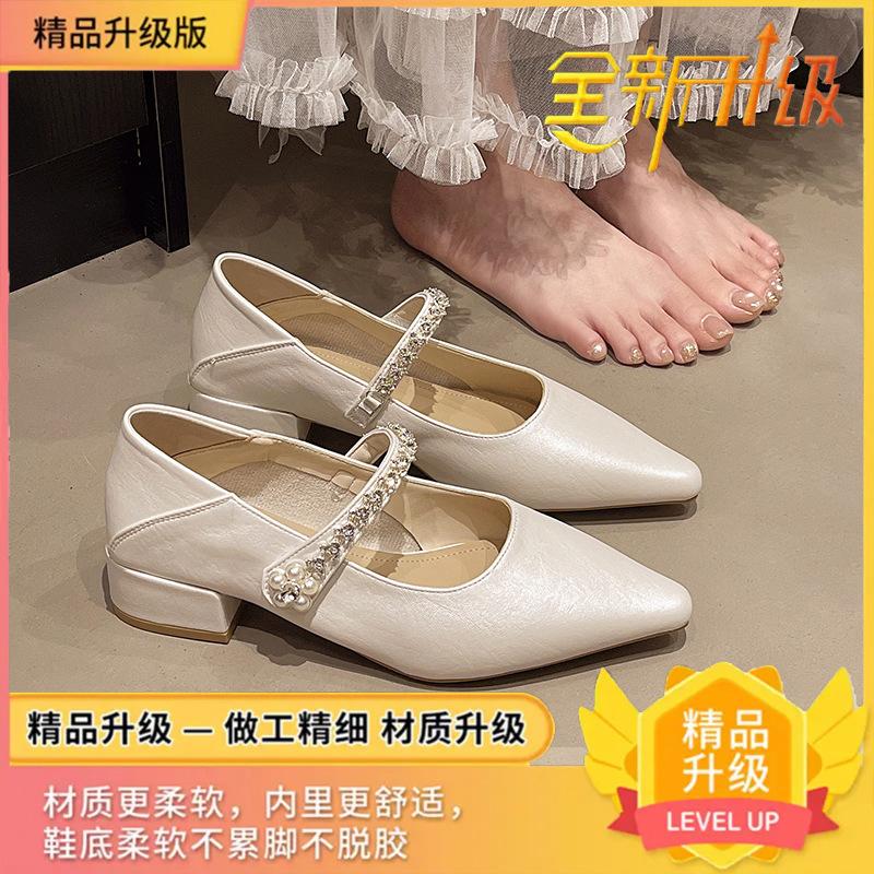 

2025 Французский сказочный стиль остроносые туфли на высоком каблуке новый летний темперамент универсальный толстый каблук одинарные туфли с юбкой женская обувь 39