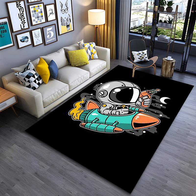 

Cute Astronauts on Moon Rug Design Suitable for use as an anti-slip game mat for living room and bedroom sofas 40x60cm( 15x23in )