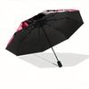 1pc A Skull Roses and Lace in Dark Pink Pattern Umbrella, Fashionable, Personalized, High-Value Folding Umbrella, a Must-Have for Summer, 8-Rib D