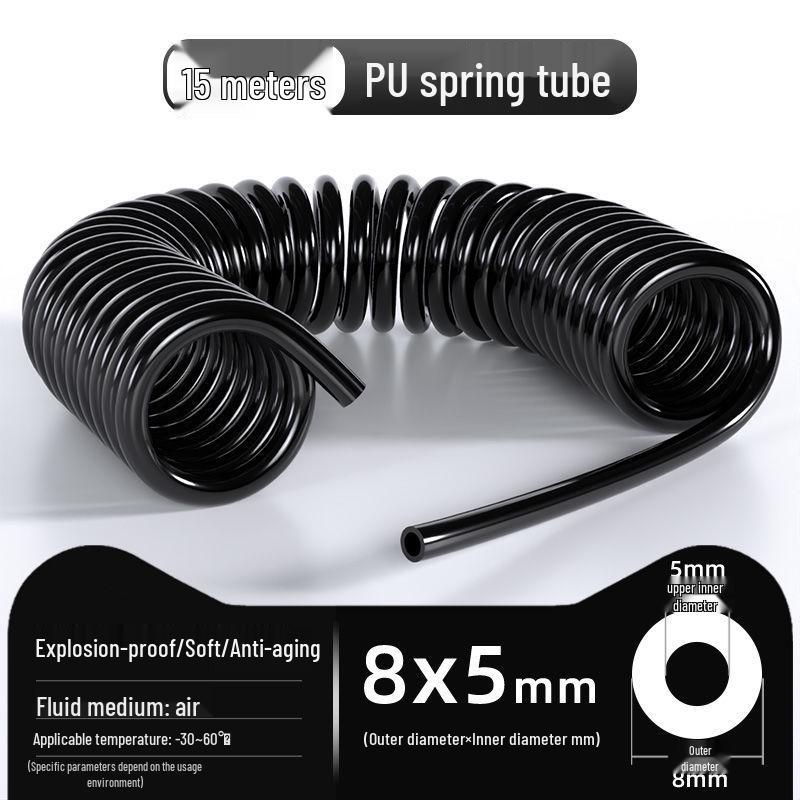 Retractable 8mm PU Spiral Air Hose with Quick Pneumatic Connector