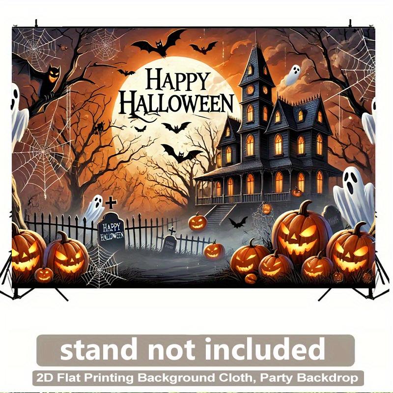 1 ks Strašidelný Gotický Strašidelný Dům Netopýři Duchové Dýně Dekorace Pozadí Halloweenská Kulisa Dekorace Pro Foto Studio Večírek