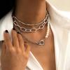 Simple and Fashionable Temperament Round Bead Chain Necklace, Retro Baroque Imitation Pearl Geometric Necklace