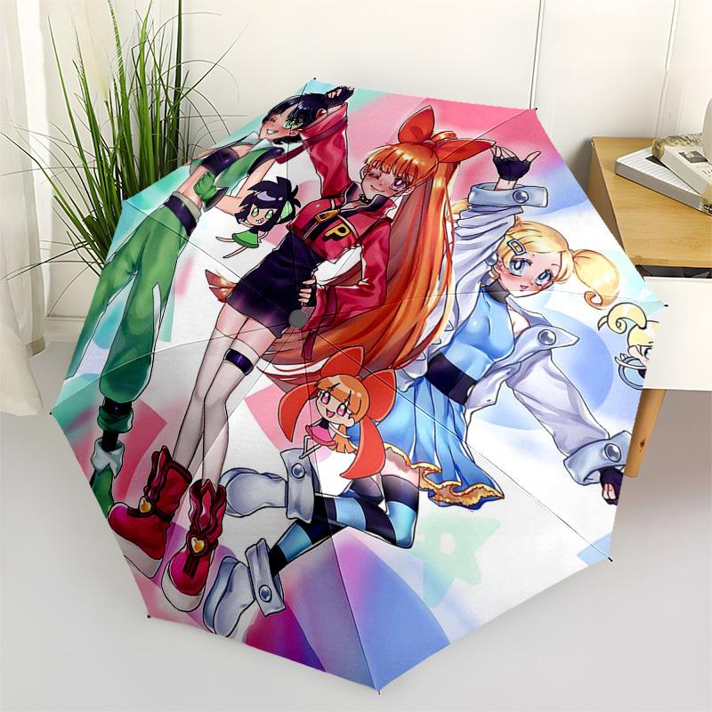 

1pc Pikachu, Sailor Moon, and Pokémon Go Characters on Automatic Opening Folding Outdoor Umbrella with 8-Rib Iron Frame - Perfect for Fans, Trave